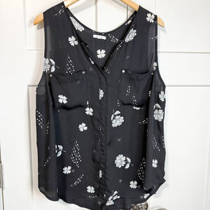 Maurices black floral sheer tank top size 2 or 20-22 plus